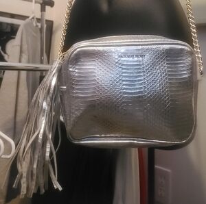 Victoria's Secret Metallic Silver Crossbody with Tassel